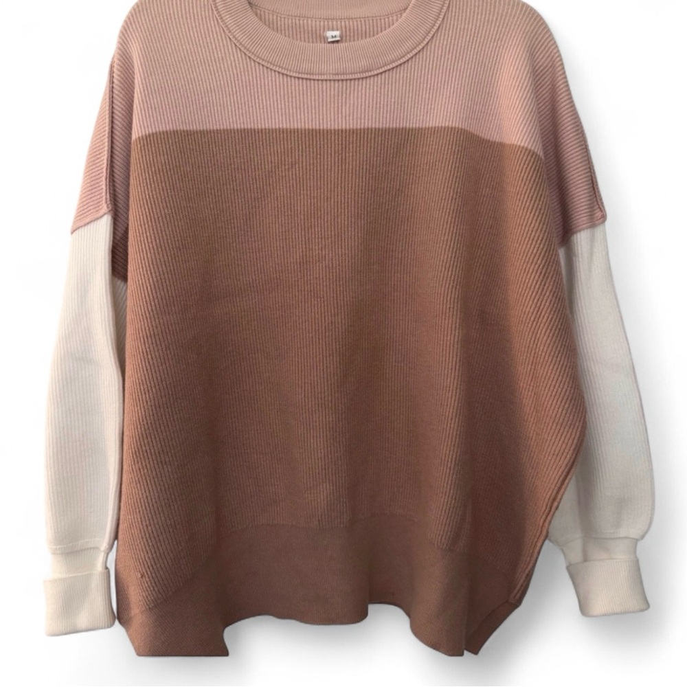 NWOT Colorblock Sweater in Pink and Cream
